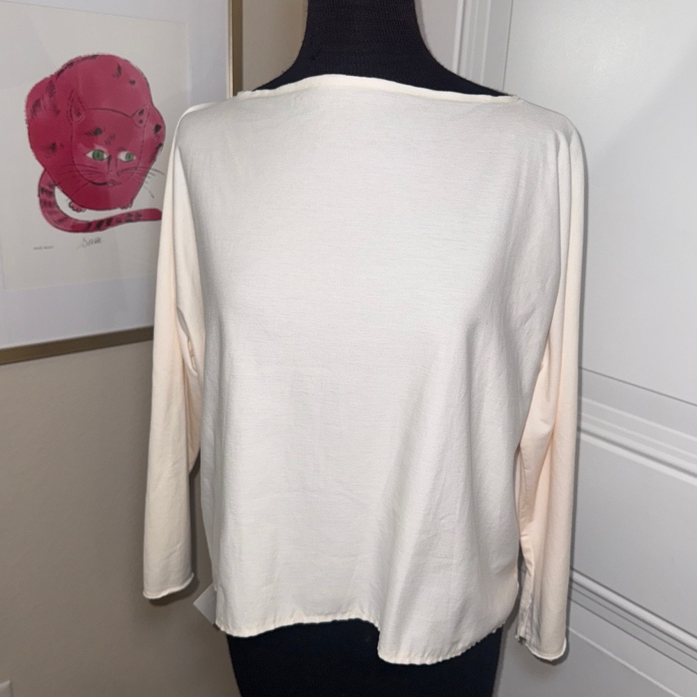 Daniela Gregis boat neck 100% cotton T-shirt Dolman Sleeve peach NWT Size U XS/S